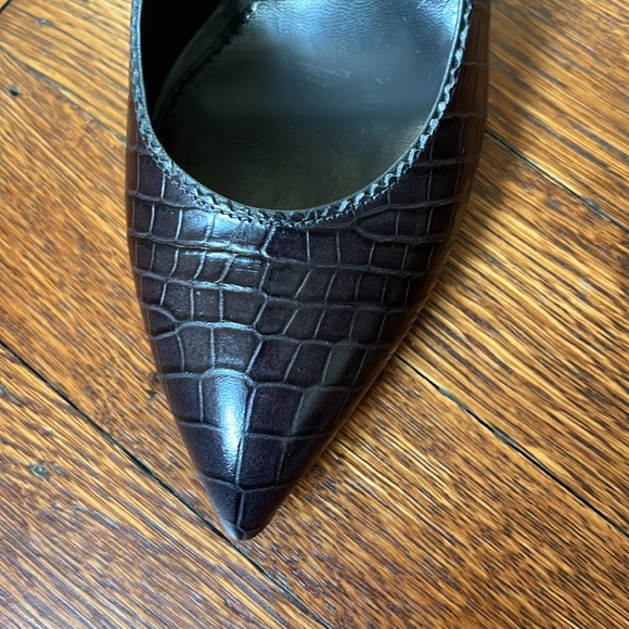 YSL Pumps in Dark Charcoal with Wood Heel - Picture 2 of 5